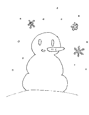 Snowman with Snowflakes Coloring Page