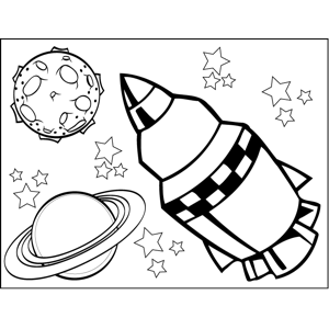 Checkered Spaceship coloring page