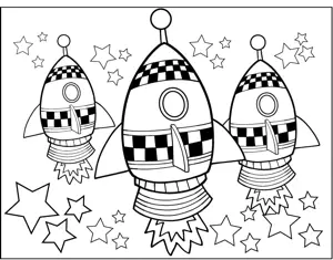 Cute Rocketships coloring page