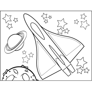 Planets and Rocketship coloring page