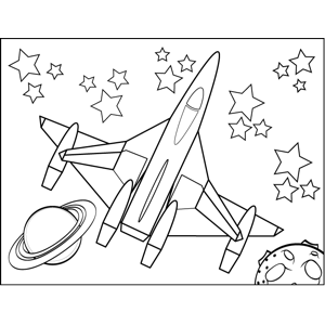 Planets and Spaceship coloring page