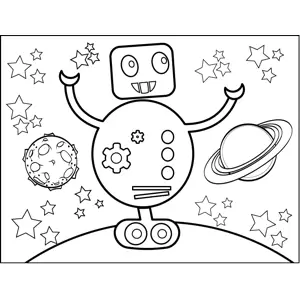 Robot on Wheels coloring page