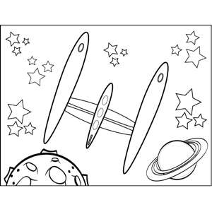 Rocketship in Space coloring page