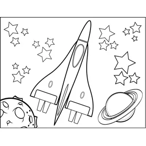Ship in Outer Space coloring page