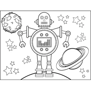 Space_Travel Droid coloring page
