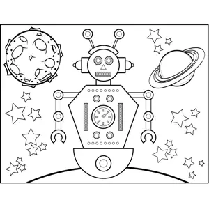 Space_Travel Robot coloring page