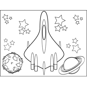 Stars Planet Ship coloring page