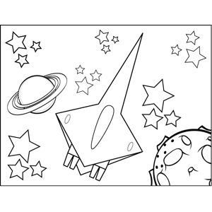 Stars and Spaceship coloring page