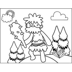 Caveman with Spiked Club coloring page