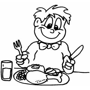 Boy Prepared To Eat coloring page