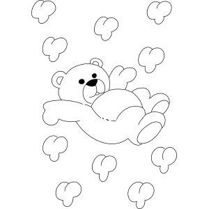Teddy Bear-in Clouds coloring page