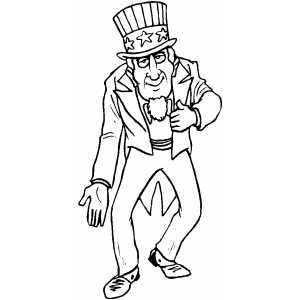 Smiling Uncle Sam coloring page