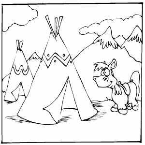 Teepees And Horse coloring page