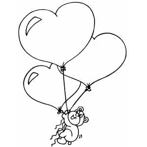 Bear With Heart Balloons coloring page