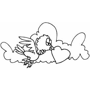 Bird Carrying Valentine coloring page