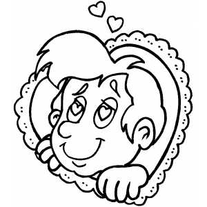 Boy And Heart coloring page