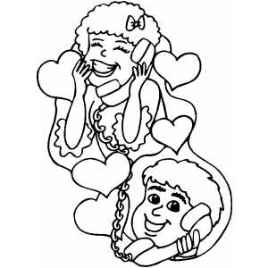 Couple On Phone coloring page