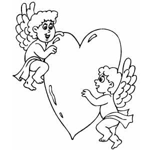 Cupids And Heart coloring page