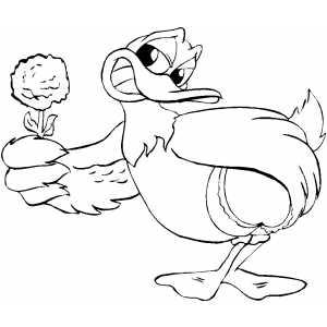 Duck With Flower And Candy coloring page