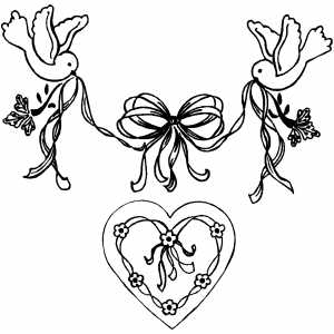 Heart And Birds Design coloring page