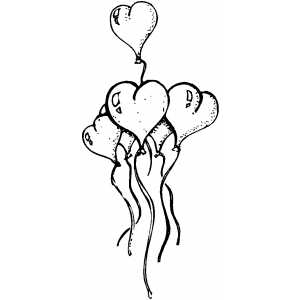 Hearts Balloons coloring page