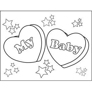 My Baby Candy Hearts coloring page