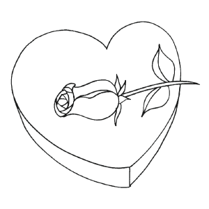 Valentine Rose and Chocolates coloring page