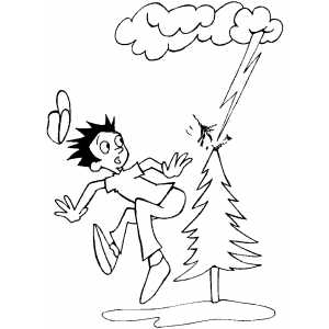 Lightning Storm Hit Tree coloring page