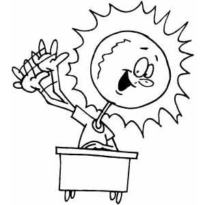 Sun Raising Hands coloring page