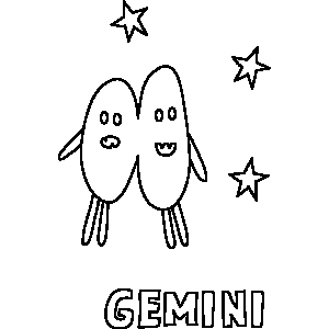 Primitive Gemini Zodiac Coloring Page